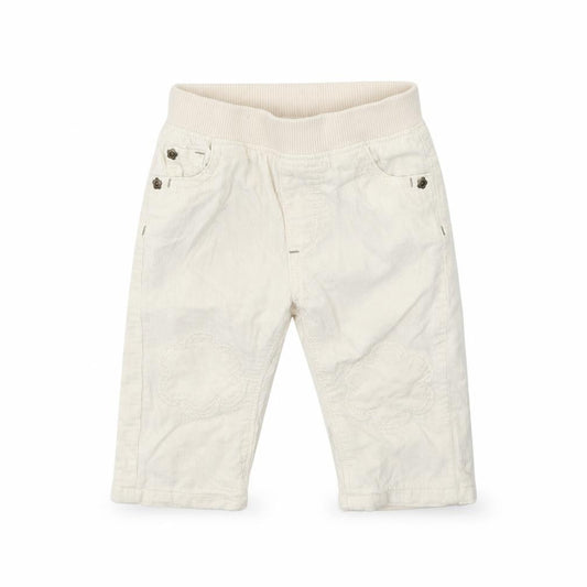 Front view of Marks & Spencer girls’ beige cotton cargo trousers, size 3-6, months
