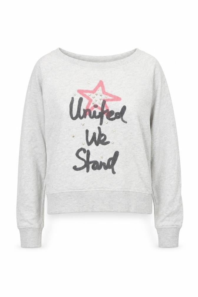 Front view of Only women’s grey cotton pullover sweatshirt, size L