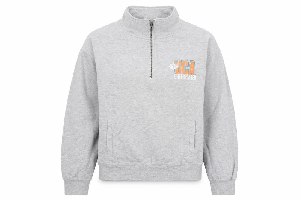 Front view of Varsity women’s grey cotton pullover sweatshirt, size L