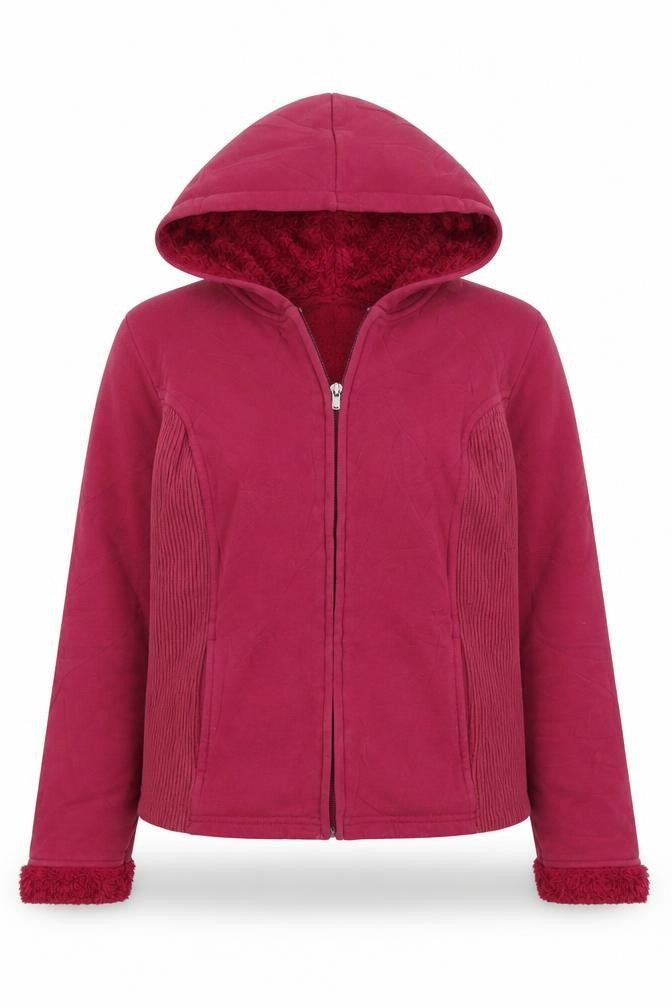 Marks and Spencer Womens Red Round Neck  Cotton Full Zip Jumper Size M