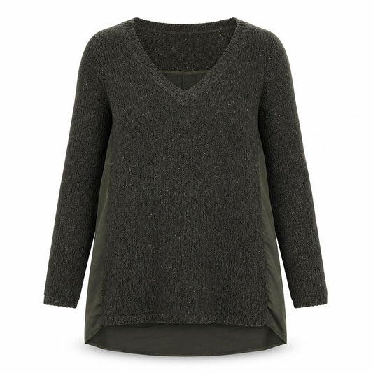 Front view of Oasis women’s green round neck polyester jumper, size XS