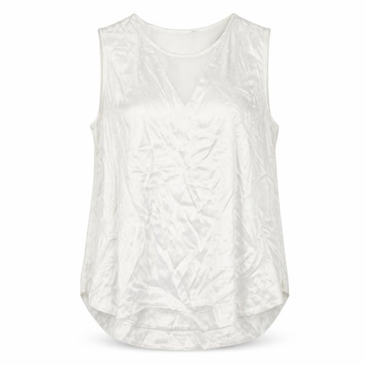 Front view of Next women’s white viscose basic tank, size UK 12, crew neck