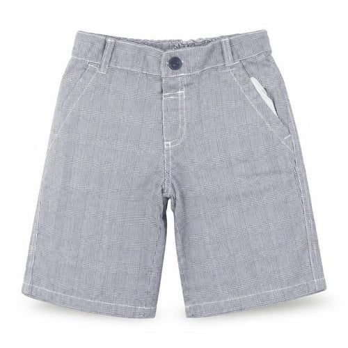 H+T Boys Blue Houndstooth Cotton Bermuda Shorts Size 5 Years  Regular Buckle