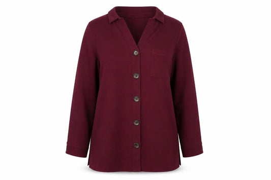 Front view of Wallis women’s purple polyester a-line, size UK 14, collared button