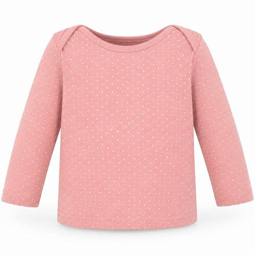 F&F Girls Pink Polka Dot 100% Cotton Pullover T-Shirt Size 9-12 Months Crew Neck