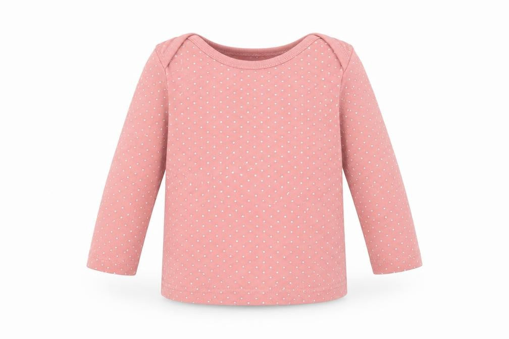 F&F Girls Pink Polka Dot 100% Cotton Pullover T-Shirt Size 9-12 Months Crew Neck