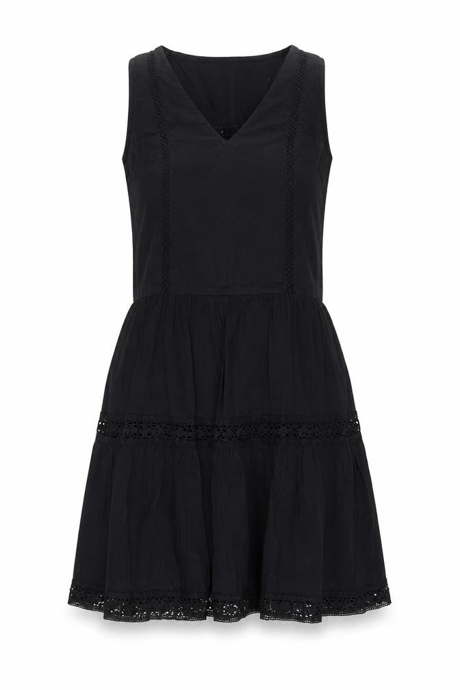 NEXT Womens Black  100% Cotton Fit & Flare  Size 8  V-Neck