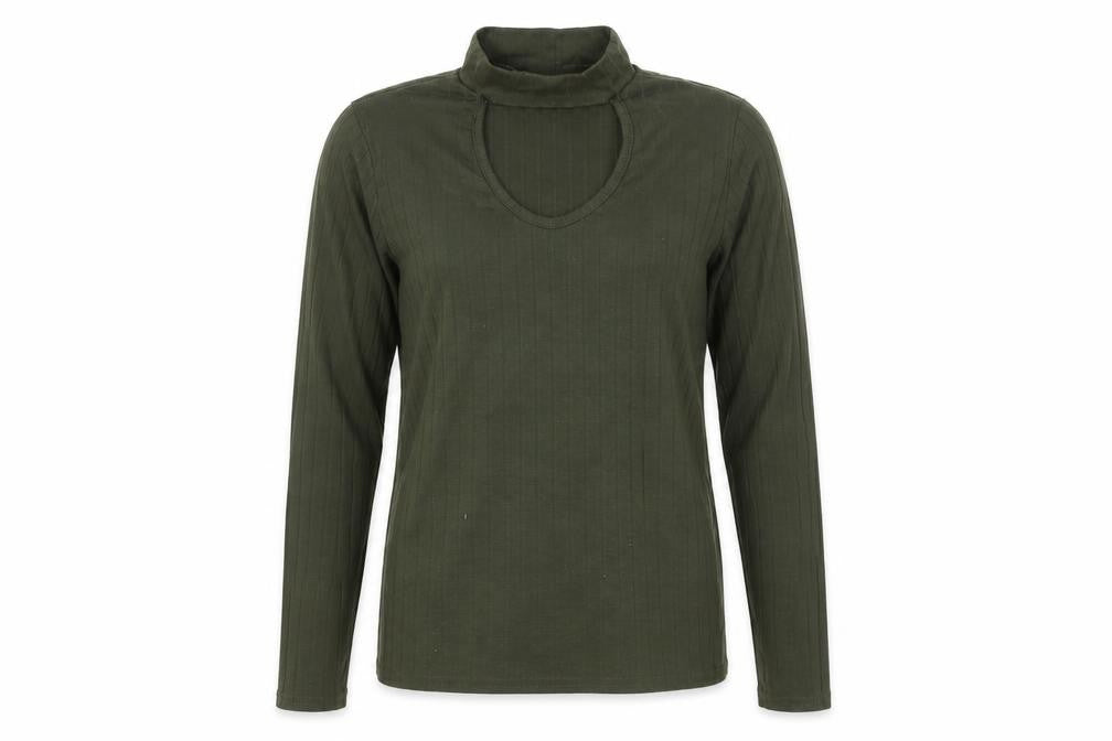 Front view of Chemistry women’s green polyester pullover sweatshirt, size UK 12