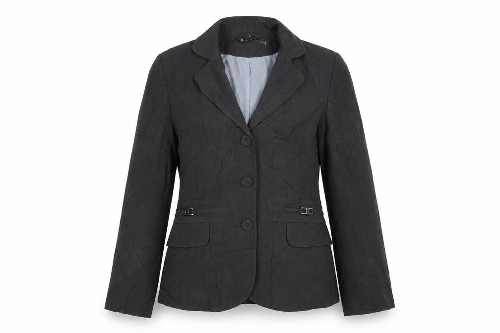 Front view of BHS women’s grey polyester jacket suit jacket, size UK 14