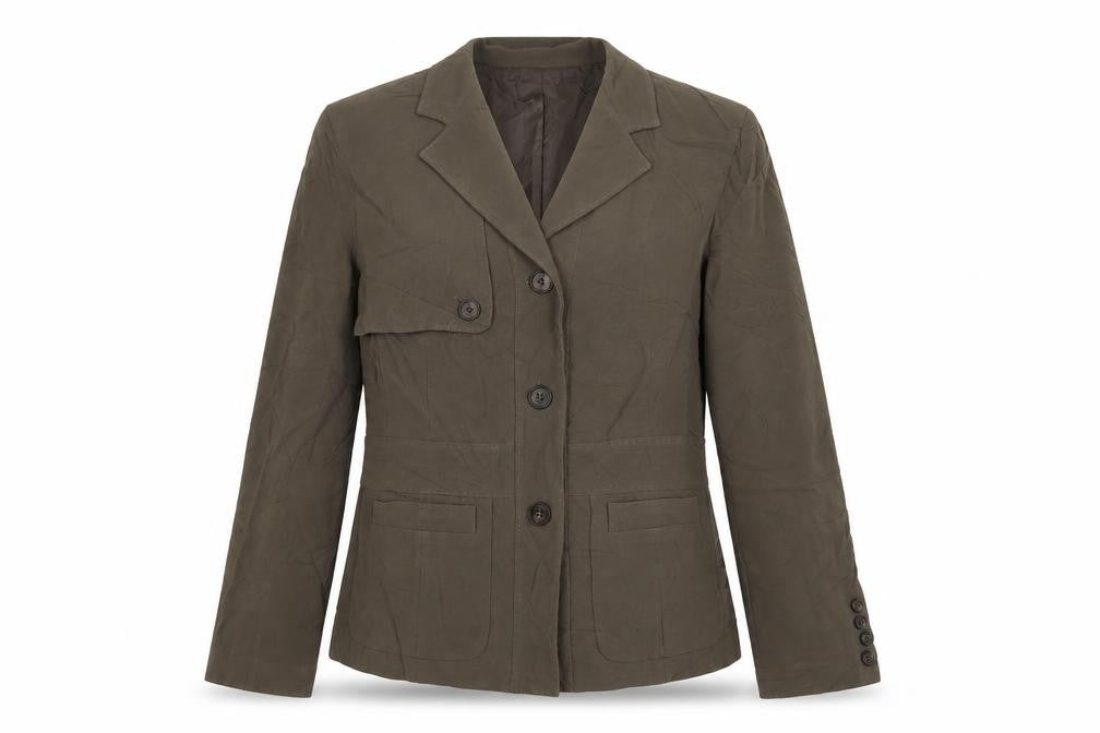 Front view of Episode women’s green acetate jacket suit jacket, size UK 10