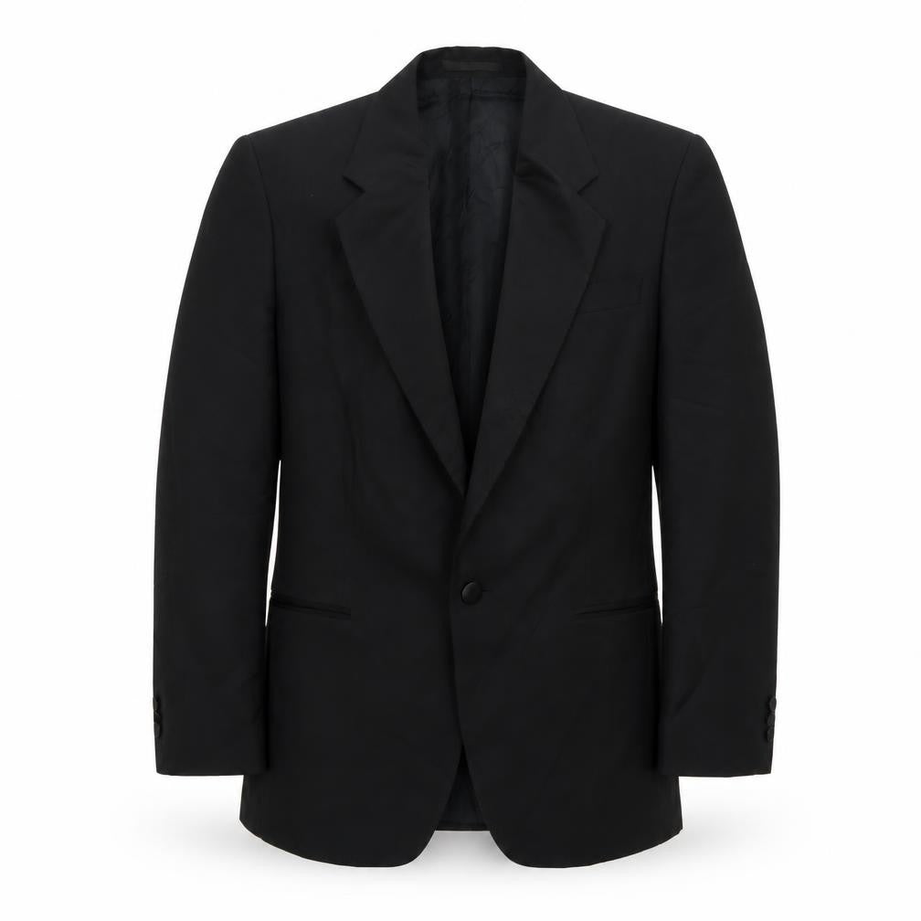 Front view of Wellington men’s black polyester jacket suit jacket, size 38