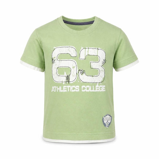 Front view of Matalan Baby Green Cotton Basic T-Shirt, size 12-18, Months Round Neck