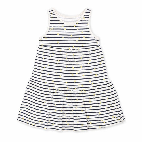 name it  Girls Blue Striped Cotton Shift  Size 7 Years  Round Neck  - Star