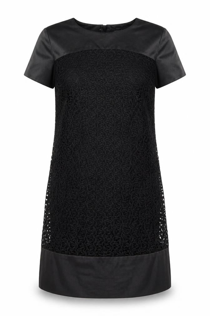 Marks and Spencer Womens Black Floral Polyester A-Line  Size 12  Round Neck Zip