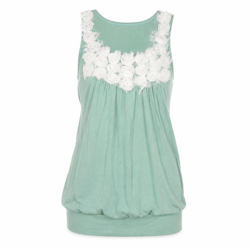 Love Culture Womens Green  Polyester Jersey Tank Size S Round Neck