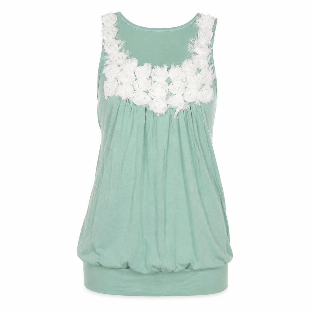 Love Culture Womens Green  Polyester Jersey Tank Size S Round Neck