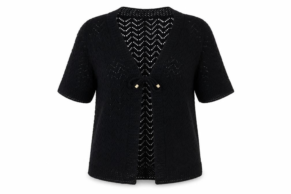 Pulse Womens Black V-Neck  Acrylic Cardigan Jumper Size L