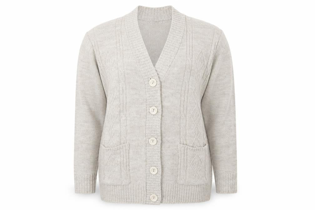 Choice Womens Beige V-Neck  Acrylic Cardigan Jumper Size M