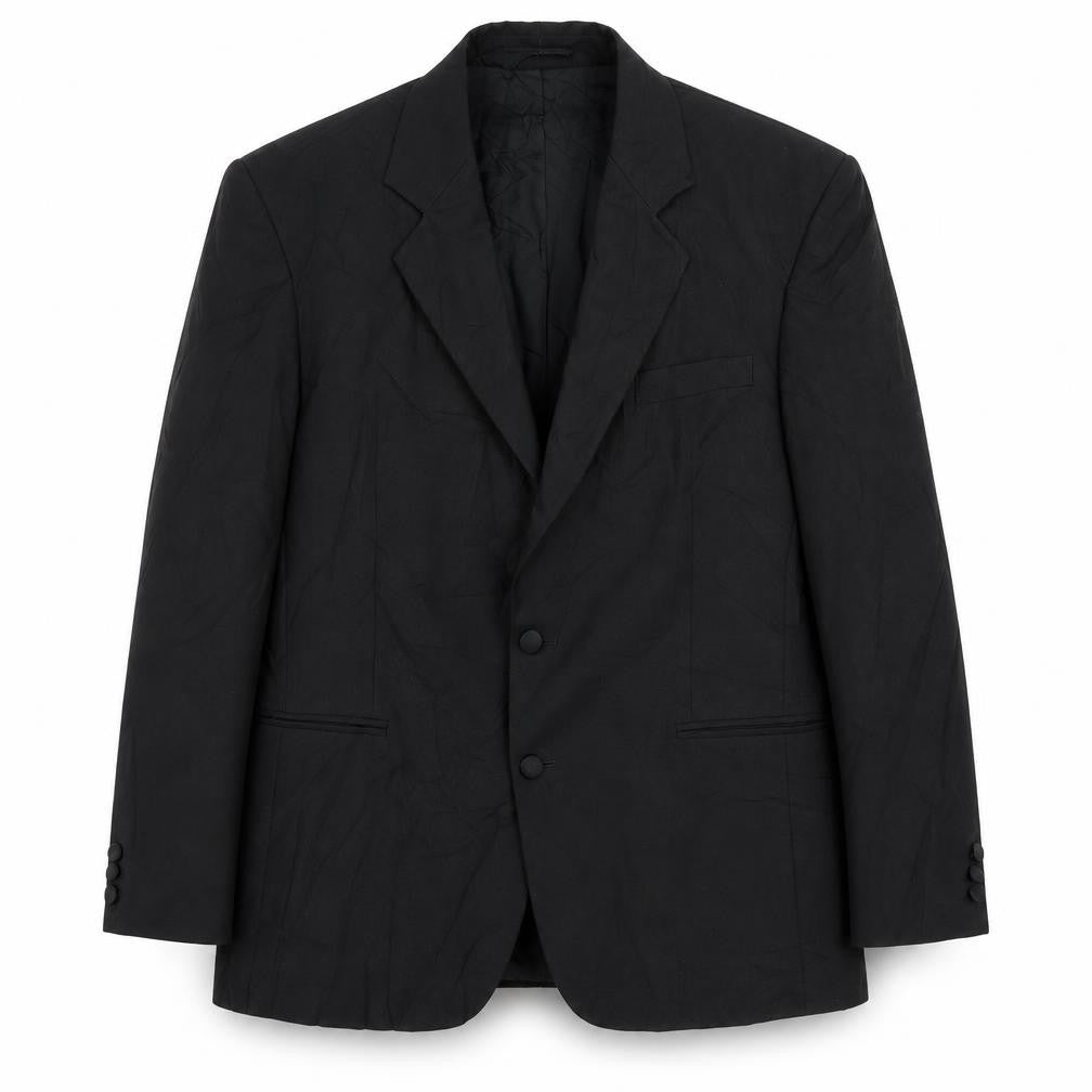 Front view of Nicholas Rowe men’s black wool jacket suit jacket, size 42