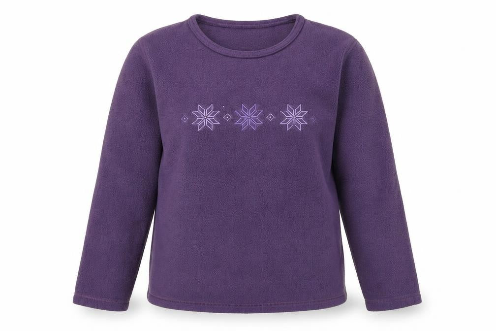 Front view of Casual Club women’s purple polyester pullover sweatshirt, size UK 12