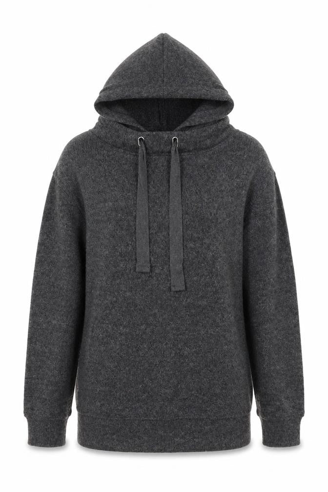 Front view of F&F women’s grey polyester pullover hoodie, size UK 6