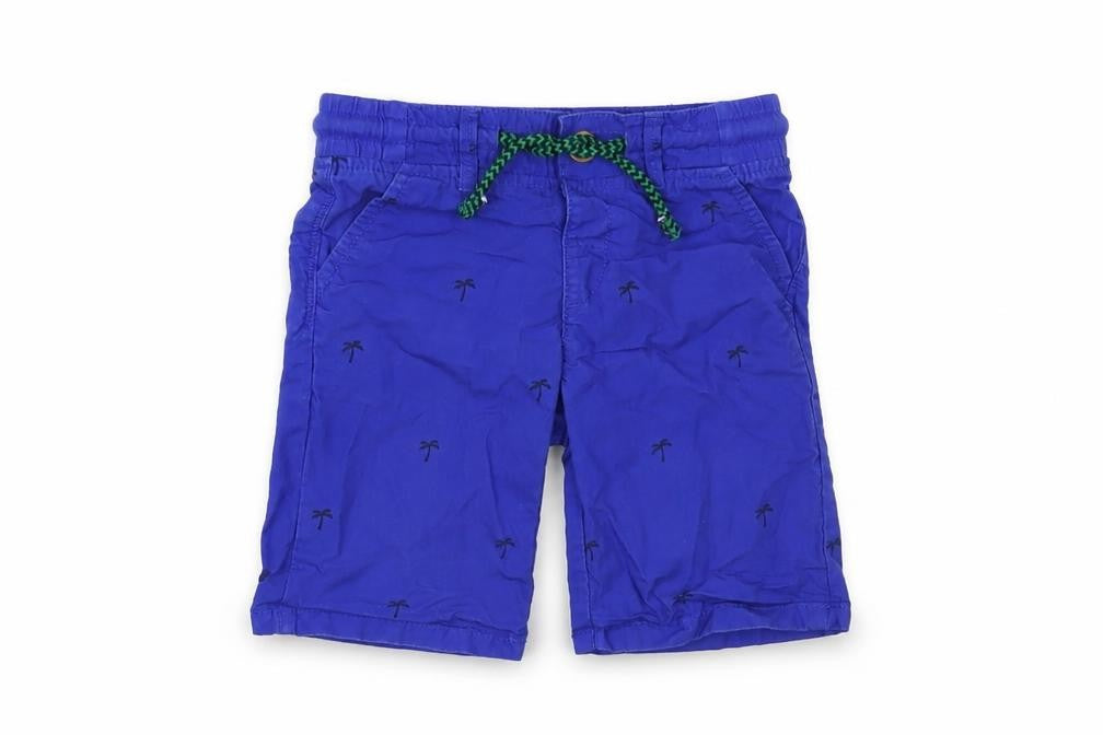 Marks and Spencer Boys Blue  Cotton Cropped Trousers Size 2-3 Years  Regular Drawstring - Palm Tree Print