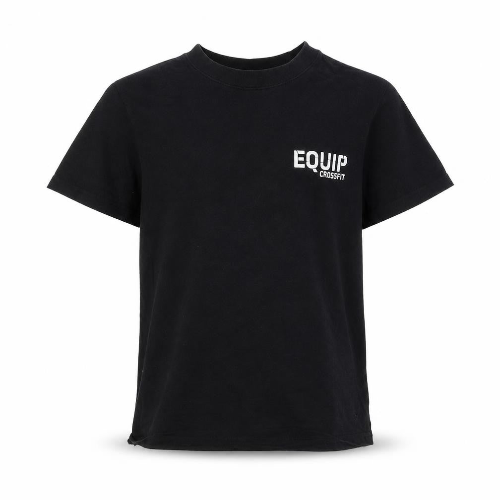 Front view of Equip boys’ black cotton basic t-shirt, size 9-10, years crew neck pullover