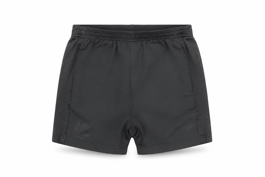 Front view of Kukri boys’ grey polyester sweat shorts, size 7-8, years regular