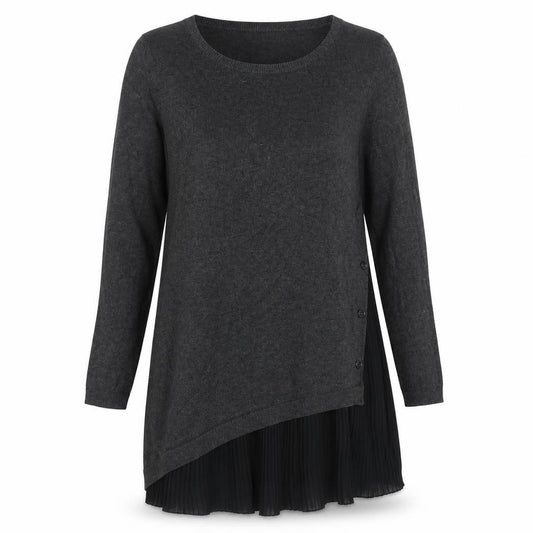 Front view of Yest women’s grey viscose jumper dress, size UK 12, scoop neck pullover