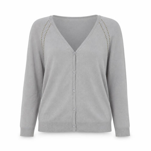 R Essential Womens Grey V-Neck  Acrylic Cardigan Jumper Size 10