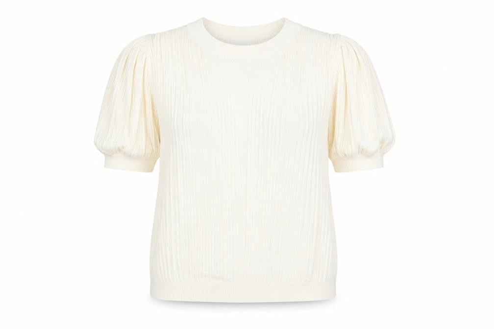 Front view of Marks & Spencer women’s white round neck viscose jumper, size UK 16