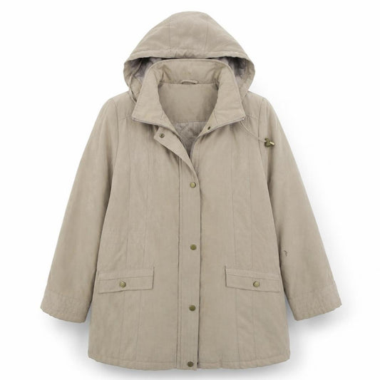 Front view of Bonmarché women’s beige jacket, size M, zip