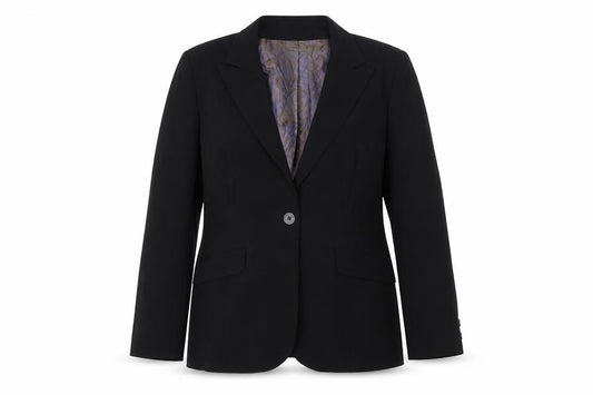 Front view of Ambience women’s black jacket, size UK 14