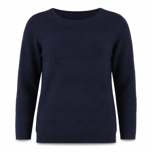 AFIBEL Womens Blue Round Neck Striped Acrylic Pullover Jumper Size 10   - 10-12