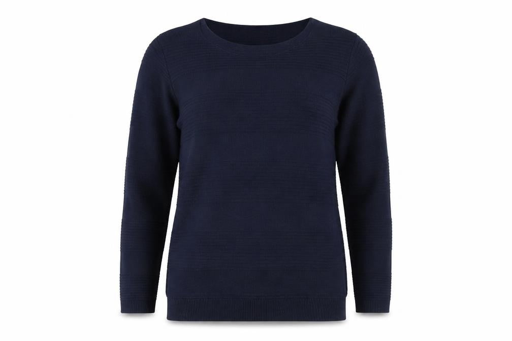 AFIBEL Womens Blue Round Neck Striped Acrylic Pullover Jumper Size 10   - 10-12