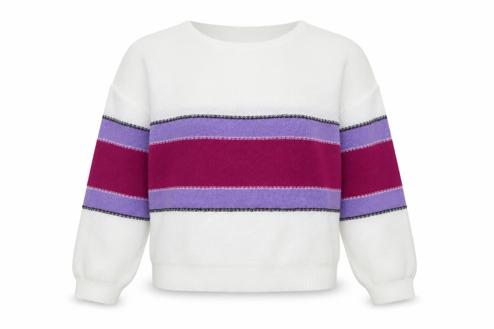 SHEIN Womens Multicoloured Round Neck Striped Polyester Pullover Jumper Size S