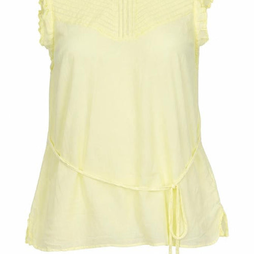 Oasis Womens Yellow  100% Cotton Jersey Blouse Size 12 Round Neck
