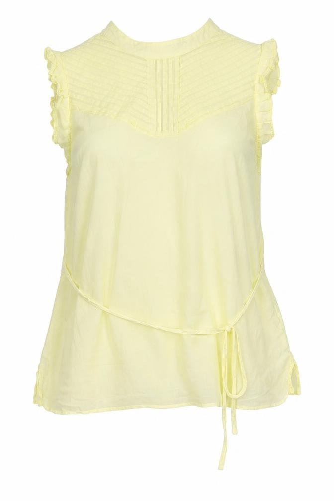 Oasis Womens Yellow  100% Cotton Jersey Blouse Size 12 Round Neck
