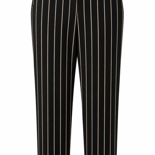 Mango Womens Black Striped Viscose Trousers  Size 8 L27 in Regular Zip