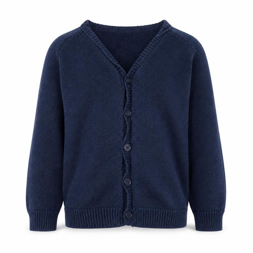 Preworn Girls Blue Round Neck  Cotton Cardigan Jumper Size 3 Years