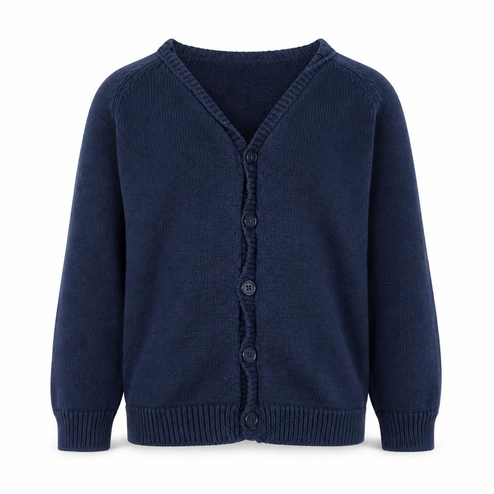 Preworn Girls Blue Round Neck  Cotton Cardigan Jumper Size 3 Years
