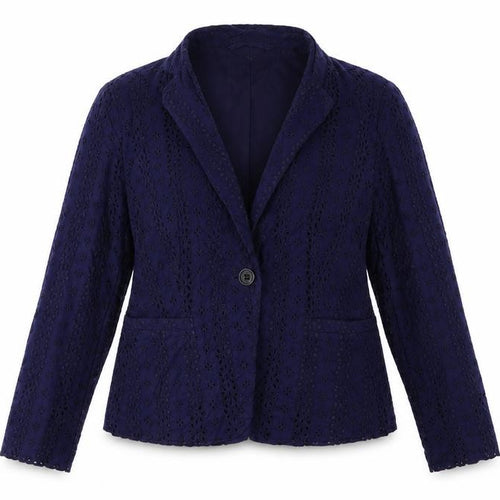 Marks and Spencer Womens Blue Floral Cotton Jacket Suit Jacket Size 14