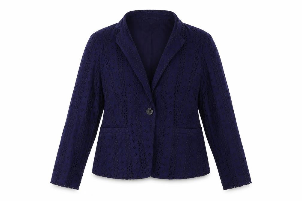 Marks and Spencer Womens Blue Floral Cotton Jacket Suit Jacket Size 14