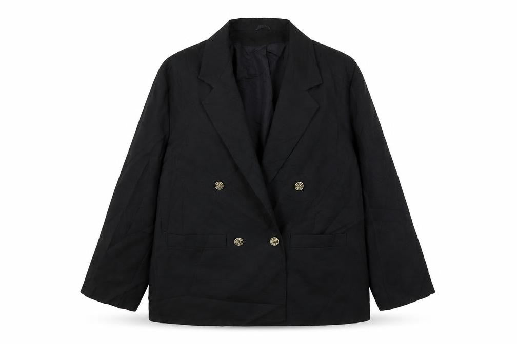 Front view of Preworn women’s black nylon jacket suit jacket, size UK 12