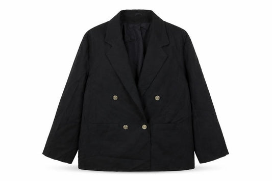 Front view of Preworn women’s black nylon jacket suit jacket, size UK 12