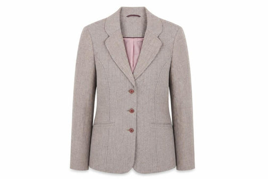 Front view of Berkertex women’s pink polyester jacket suit jacket, size UK 12