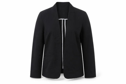 Front view of Marks & Spencer women’s black polyester jacket blazer, size UK 10