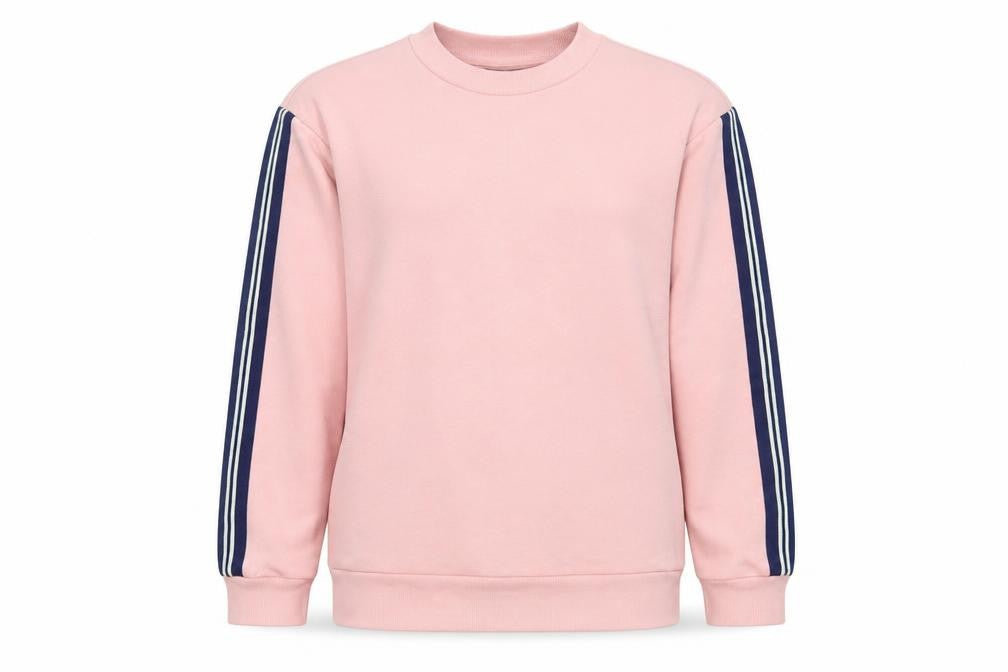 Front view of Topshop women’s pink cotton pullover sweatshirt, size UK 6