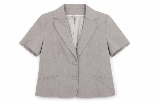 Front view of Klass women’s beige polyester jacket suit jacket, size UK 14