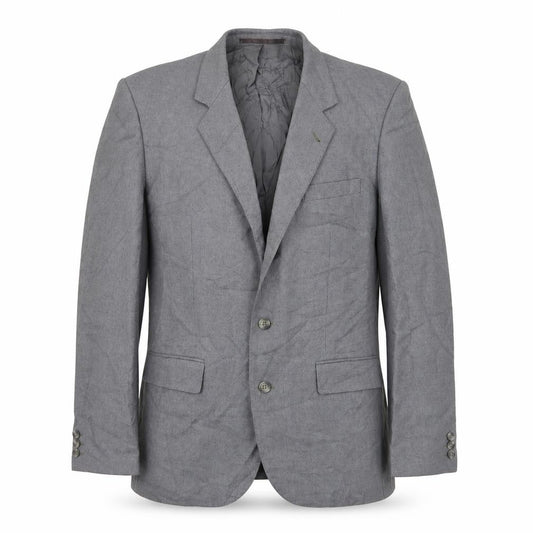 Front view of Burton men’s grey wool jacket suit jacket, size 38